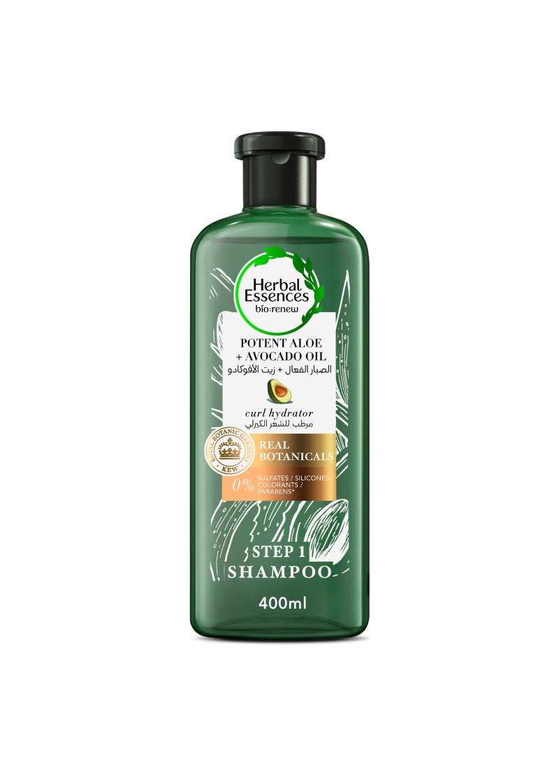 Herbal Essences Sulfate Free Potent Aloe + Avocado Oil Hair Shampoo To Cleanse And Hydrate Curls 400ml - Image 1