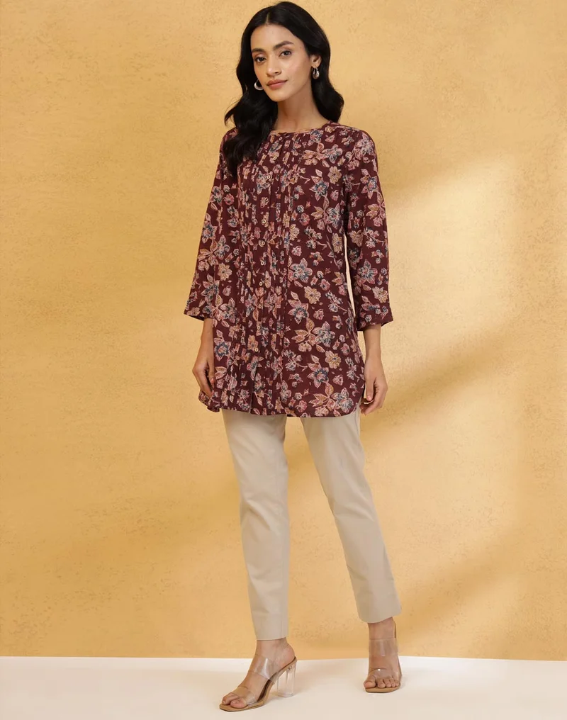 Fabindia Red Cotton Kalamkari Printed Tunic