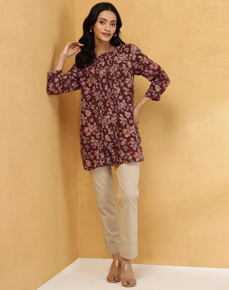 Fabindia Red Cotton Kalamkari Printed Tunic