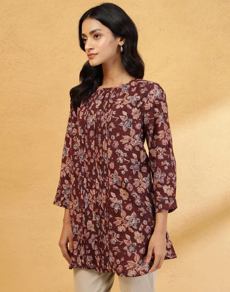 Fabindia Red Cotton Kalamkari Printed Tunic
