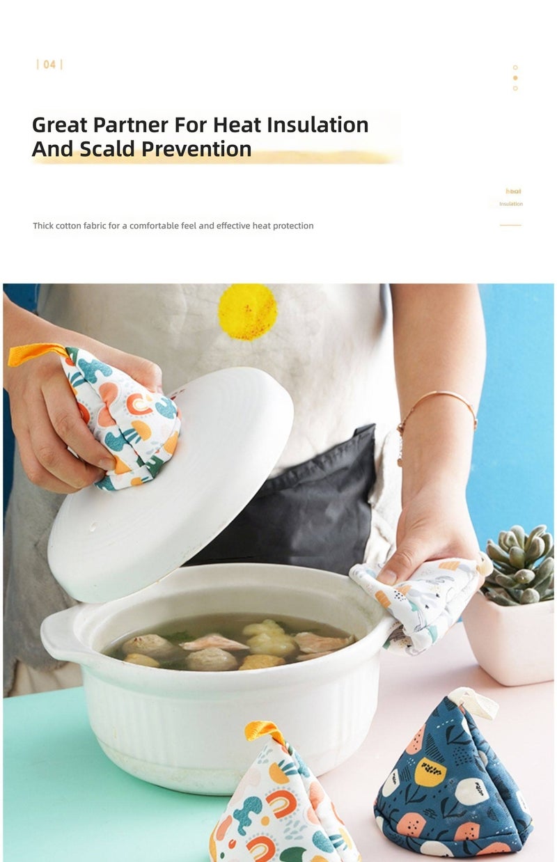 Cute Cartoon Heat-Resistant Pot Lid Glove - Blue Flower Single Pack - Image 5