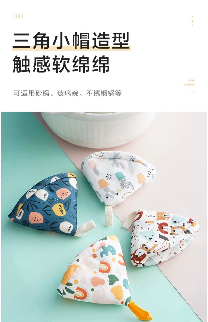 Cute Cartoon Heat-Resistant Pot Lid Glove - Blue Flower Single Pack - Image 4