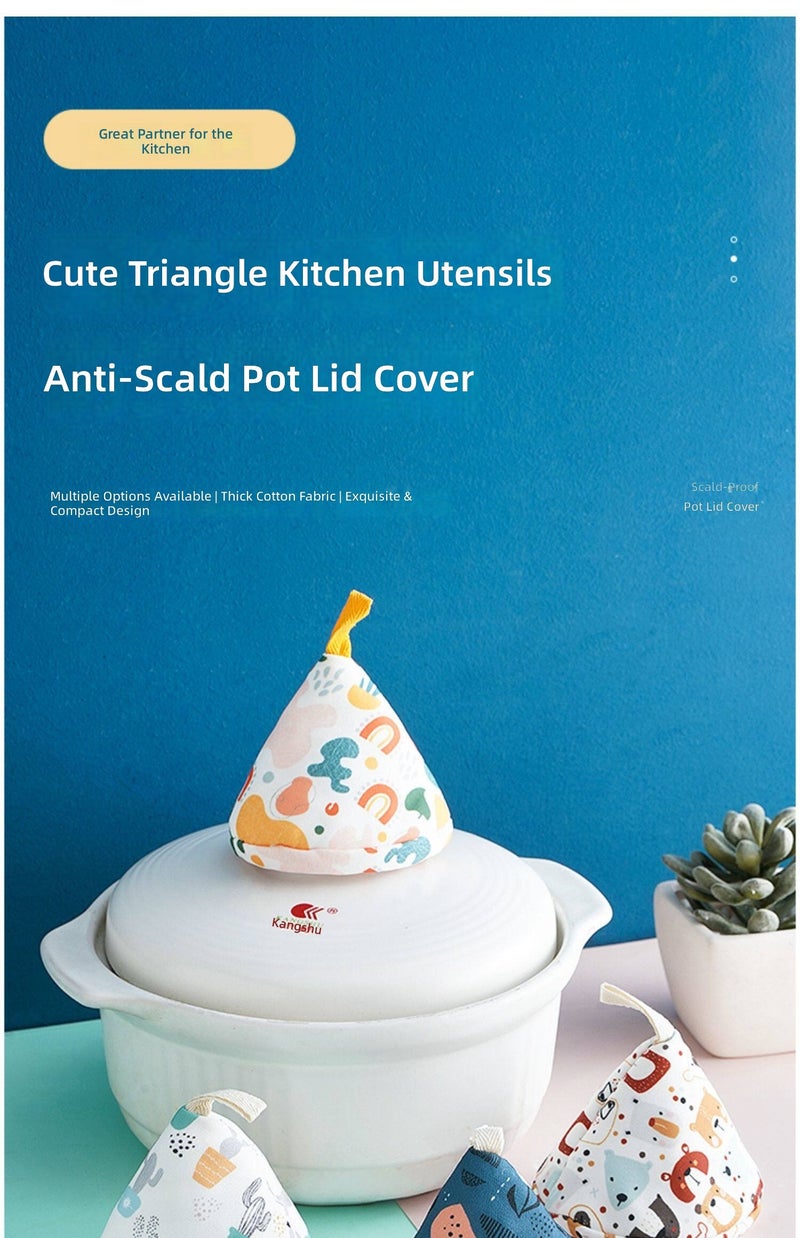 Cute Cartoon Heat-Resistant Pot Lid Glove - Blue Flower Single Pack - Image 2
