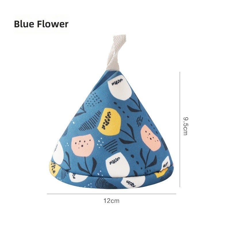 Cute Cartoon Heat-Resistant Pot Lid Glove - Blue Flower Single Pack - Image 1