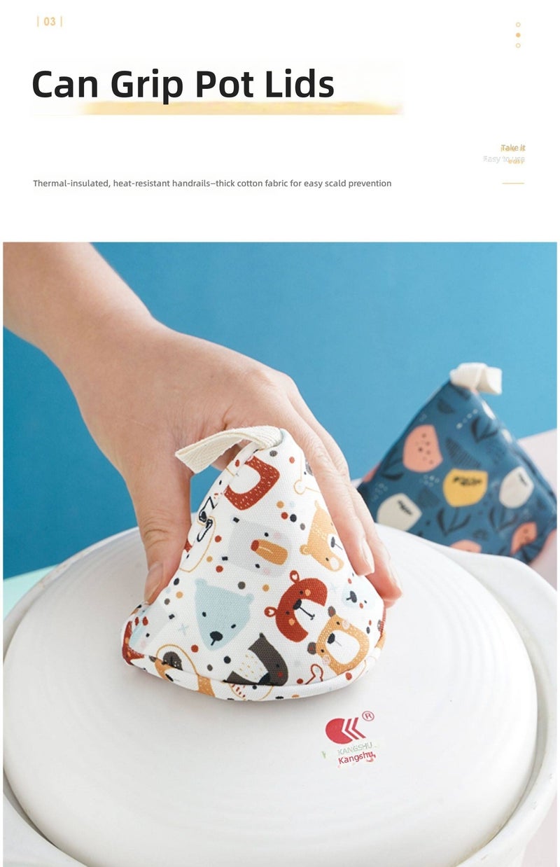 Cute Cartoon Heat-Resistant Pot Lid Glove - Blue Flower Single Pack - Image 3