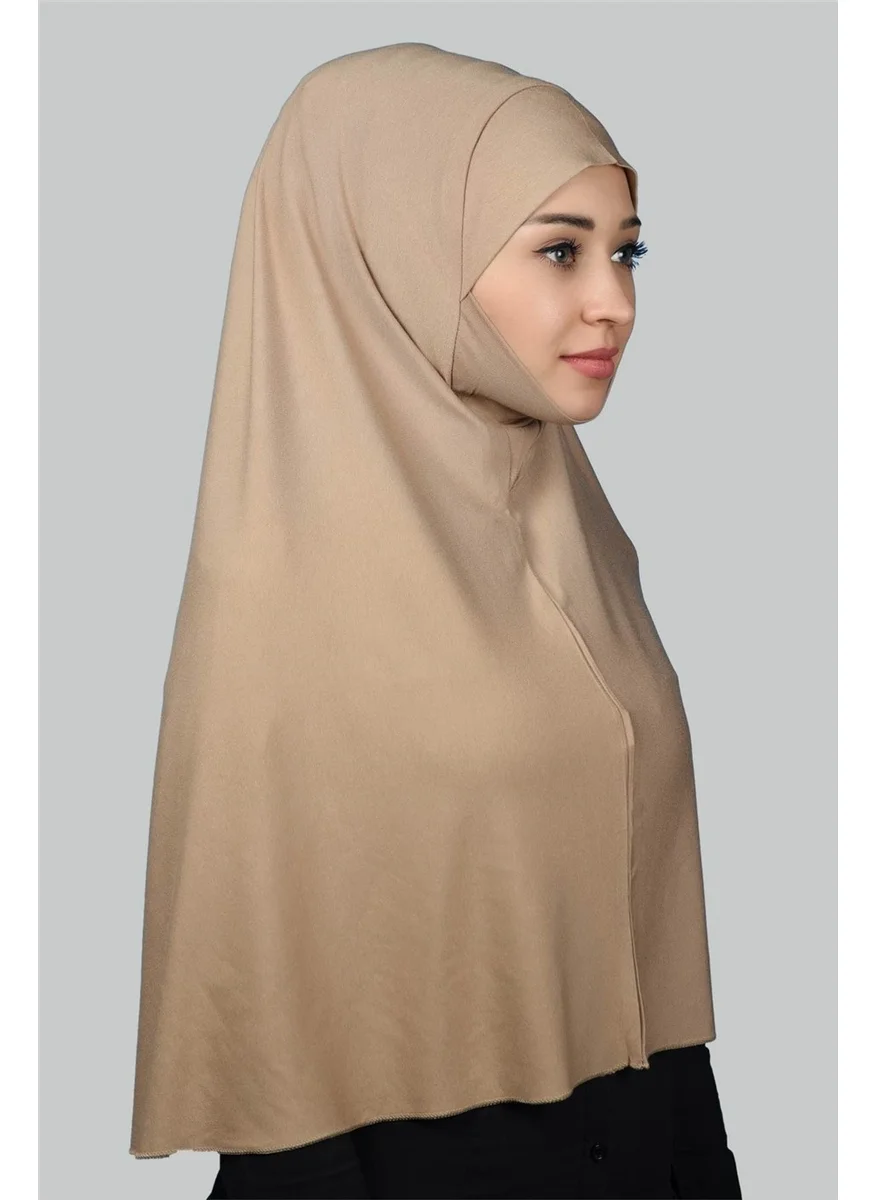 Altobeh Ready-made Turban Practical Scarf with Veil Hijab with Hijab - Prayer Cover Soufflé (3Xl) - Dark Beige