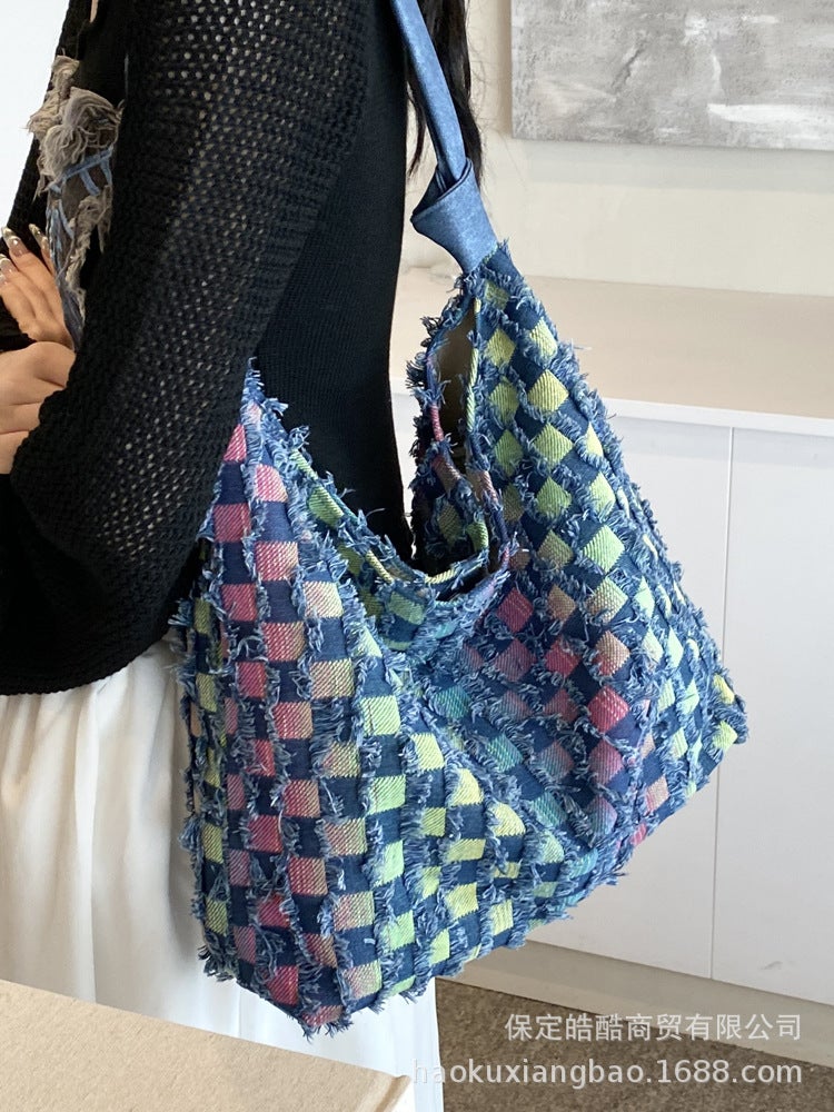 Casual Large Bag For Women Denim Shoulder Bag Large Capacity Class Work Clothing Crossbody Bag Bucket Bag - Image 4