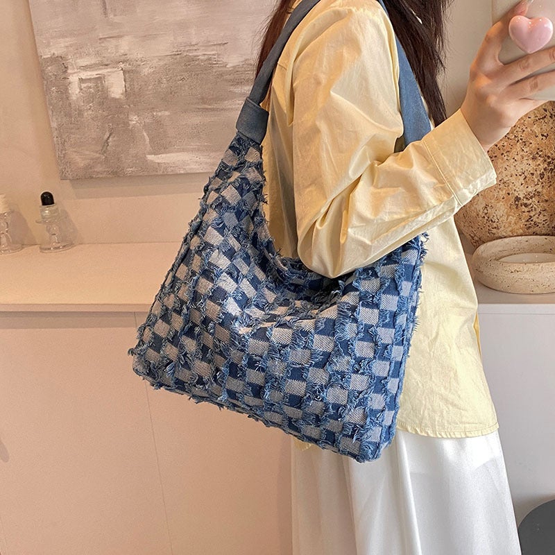 Casual Large Bag For Women Denim Shoulder Bag Large Capacity Class Work Clothing Crossbody Bag Bucket Bag - Image 1
