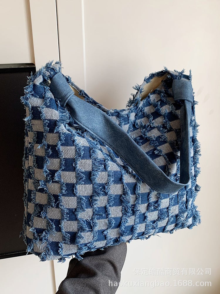 Casual Large Bag For Women Denim Shoulder Bag Large Capacity Class Work Clothing Crossbody Bag Bucket Bag - Image 5