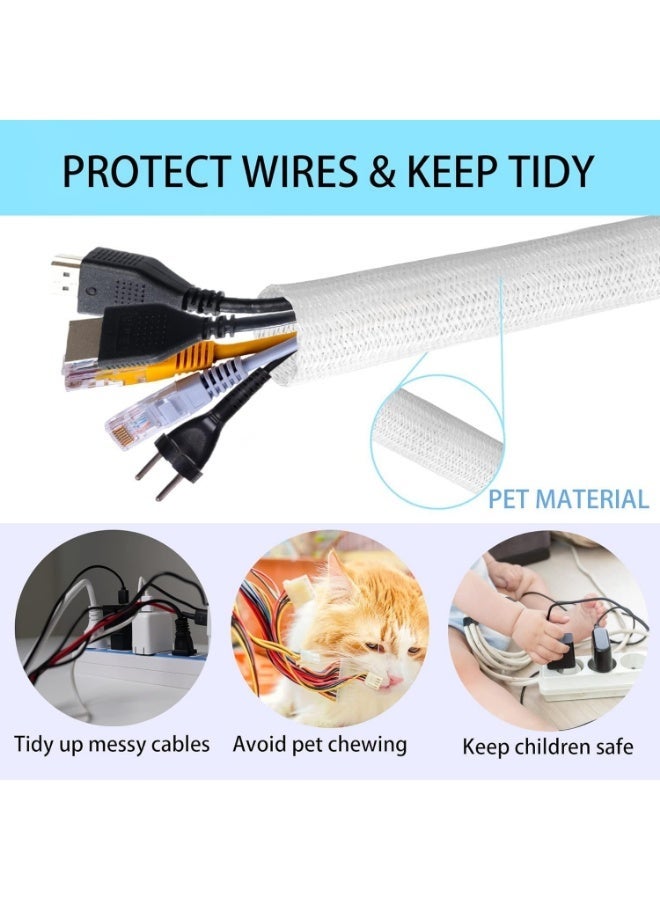 Alruht Self-Winding Cable Sleeve, Braided Polyester Expandable Cable Management Sleeve for Wire Organization and Protection in Home Office, 3M 16mm, White - Image 3