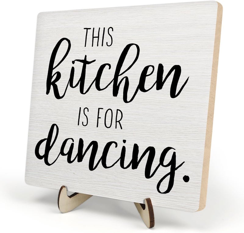 DMADNF Funny Kitchen Wooden Plaque Sign -This Kitchen Is For Danceing- Farmhouse Wood Plaque Tabletop Decor,Home & Office Inspirational Gifts For Women Men,Desk Kitchen Shelf Decor & Accessories - Image 1