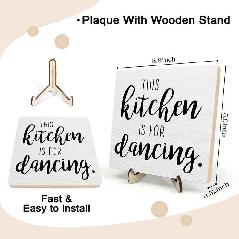 DMADNF Funny Kitchen Wooden Plaque Sign -This Kitchen Is For Danceing- Farmhouse Wood Plaque Tabletop Decor,Home & Office Inspirational Gifts For Women Men,Desk Kitchen Shelf Decor & Accessories - Image 2