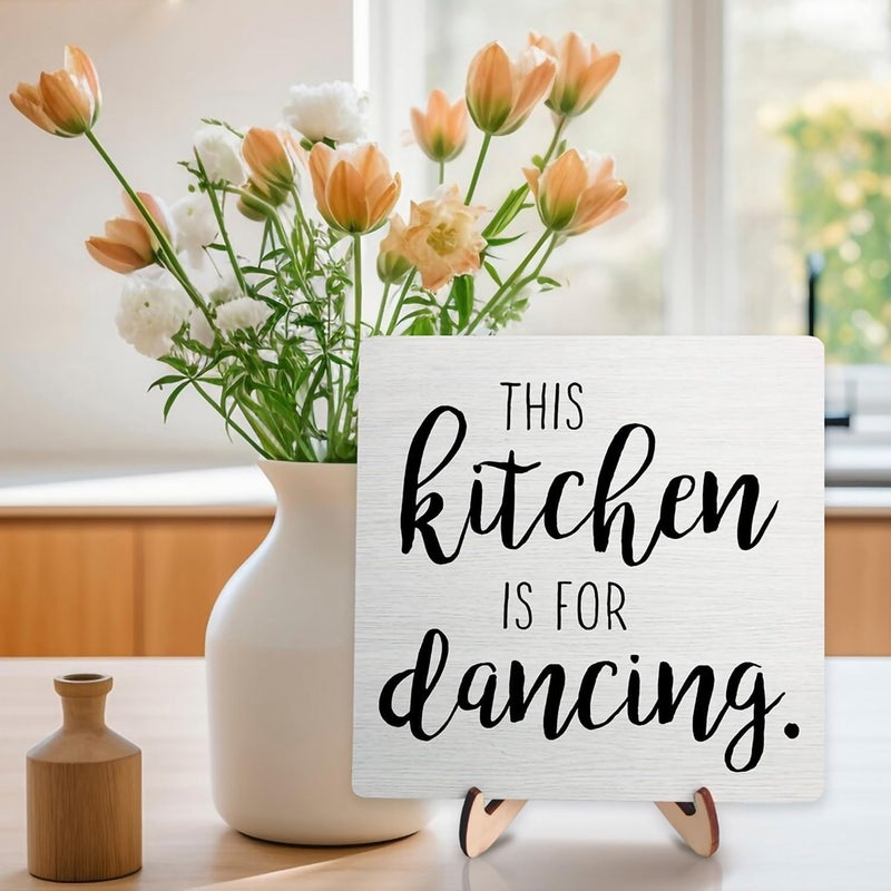 DMADNF Funny Kitchen Wooden Plaque Sign -This Kitchen Is For Danceing- Farmhouse Wood Plaque Tabletop Decor,Home & Office Inspirational Gifts For Women Men,Desk Kitchen Shelf Decor & Accessories - Image 4