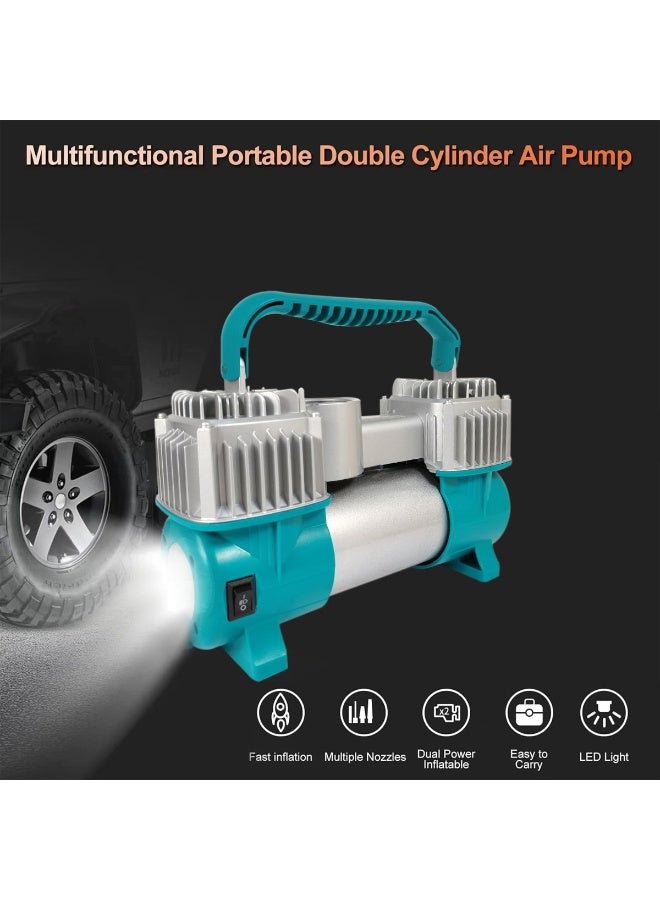 سبايدر ضاغط هواء محمول ثنائي الأسطوانات من سبايدر، يعمل بجهد 12 فولت، بقوة 150 رطل لكل بوصة مربعة، لنفخ إطارات السيارات، مزود بإضاءة LED، ومضخة معدنية شديدة التحمل، ومشبك بطارية، ومضخة هواء سريعة النفخ للسيارات، وسيارات الدفع الرباعي، والدراجات، والدراجات النارية، والشاحنات، والمنتجات القابلة للنفخ. - Image 2