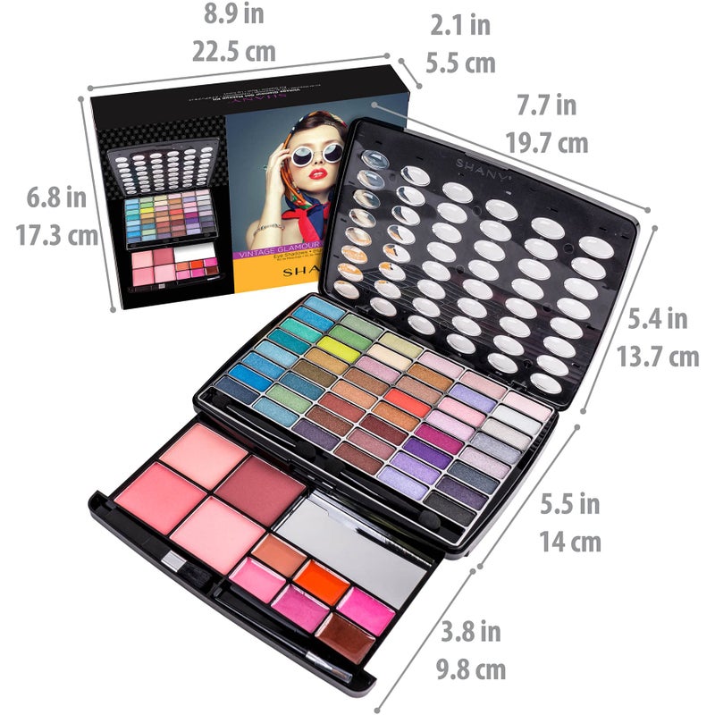 SHANY Glamour Girl Makeup Kit Eyeshadow Beauty Palette with Eye shadows, Blushes, Lipstick Lip-gloss, Make up Mirror, Cosmetics applicators, Premium Gift Packaging - Glamour - Image 4