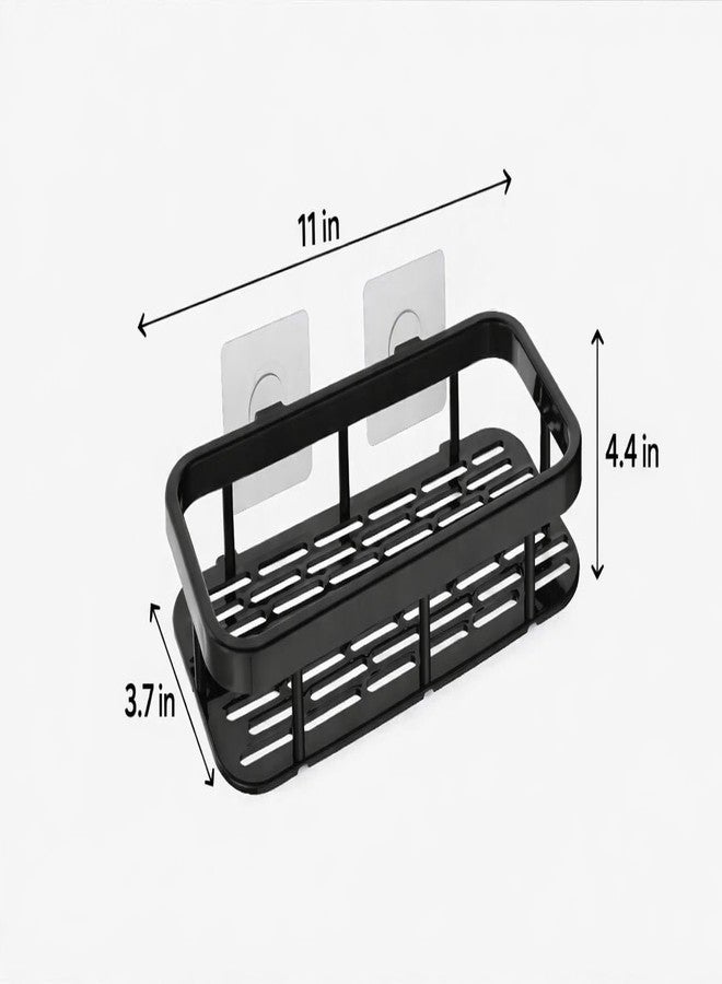 ZOCKRIX Aluminium Self Adhesive Bathroom Shelf for Wall | Pack of 2 | No Drill Wall Mounted Bathroom Shelves Rack | Corner Shelf Organizer Holder Stand for Bathroom Accessories Storage | Black - Image 3