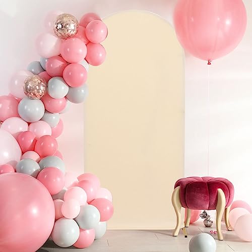 FOTSHARER Beige Arch Cover Wedding Arch Stand Cover 3.3x6.6FT Spandex Arch Backdrop Cover Fitted Arch Frame Cover for Birthday Party Chiara Wall Arch Cover Backdrop Fabric for Baby Shower Celebrations - Image 5