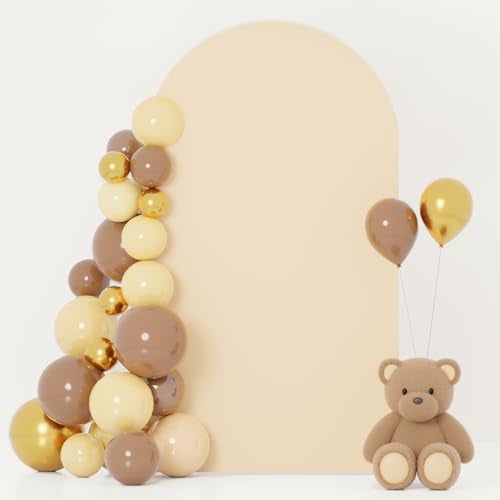 FOTSHARER Beige Arch Cover Wedding Arch Stand Cover 3.3x6.6FT Spandex Arch Backdrop Cover Fitted Arch Frame Cover for Birthday Party Chiara Wall Arch Cover Backdrop Fabric for Baby Shower Celebrations - Image 1