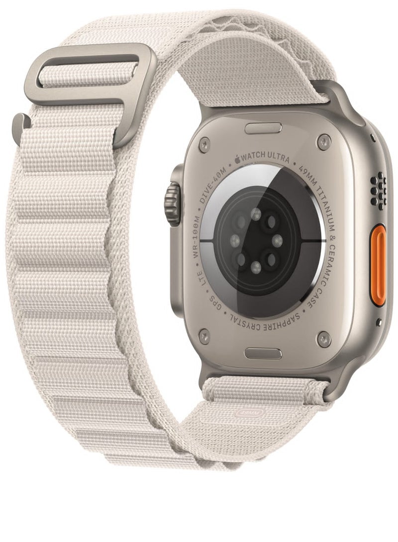 Nylon Replacement Band Compatible with Apple Watch Series 9/Ultra/Ultra 2 Size 45/49mm, White Color - Image 1