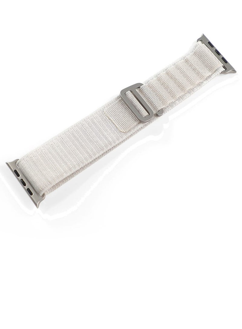 Nylon Replacement Band Compatible with Apple Watch Series 9/Ultra/Ultra 2 Size 45/49mm, White Color - Image 3