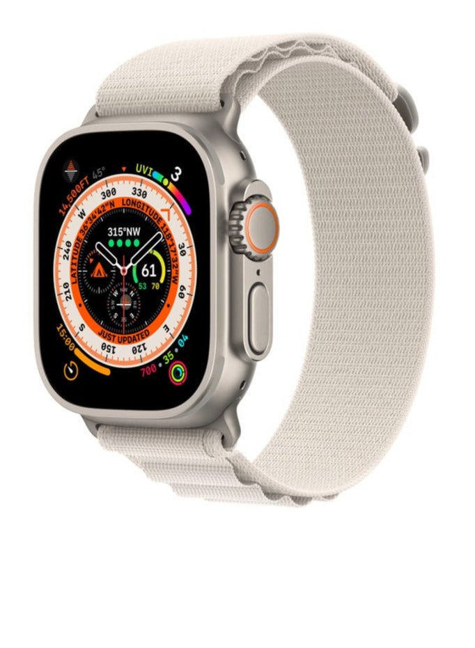 Nylon Replacement Band Compatible with Apple Watch Series 9/Ultra/Ultra 2 Size 45/49mm, White Color - Image 2