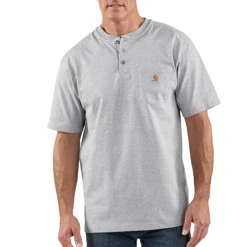 Carhartt Mens Loose Fit Heavyweight Short-Sleeve Pocket T-Shirt (Big & Tall) Henley Shirts, Heather Gray, X-Large Big Tall US - Image 1