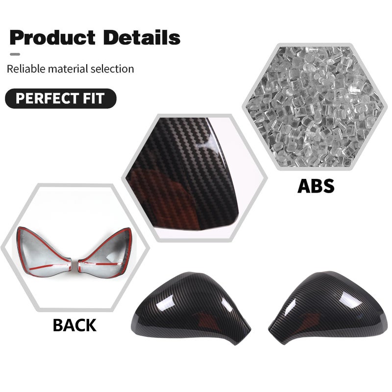 Generic DIYUCAR ABS Plastic Car Side Rearview Wing Mirror Cover Cap Trim For Peugeot 207 308 2006-2014 Exterior Accessories (Carbon Fiber)  - Image 2