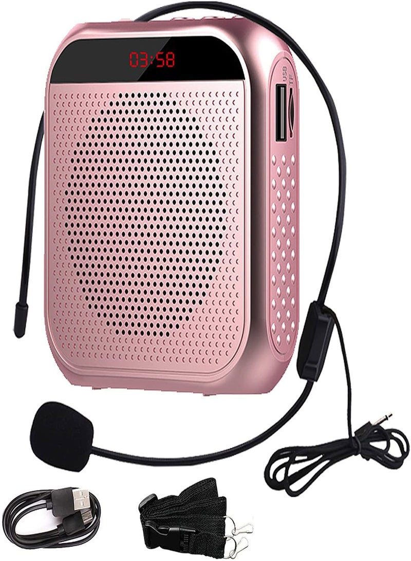 SYOSI Voice Amplifier with Wired Microphone Headset, Portable Rechargeable PA System Speaker Personal Microphone Speech Amplifier, Loudspeaker for Teachers, Tour Guides/Coaches Metting/Yoga/Fitness (Pink)  - Image 5