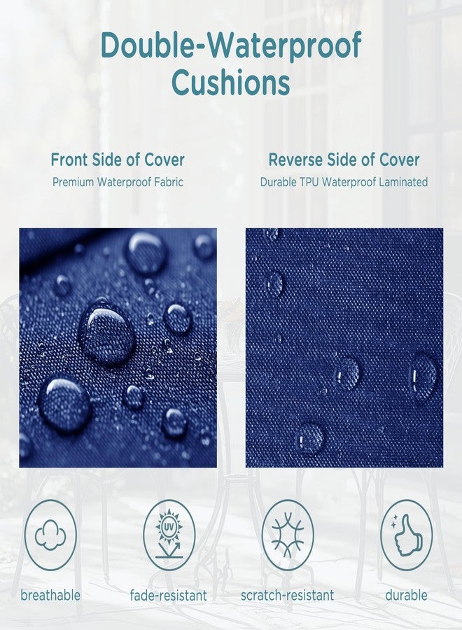 Codi Outdoor Dining Chair Cushions 19 x 19 x 3 Inch, Waterproof Patio Seat Cushion Replacement with Handle & Adjustable Straps, Navy Blue 2 PK - Image 3