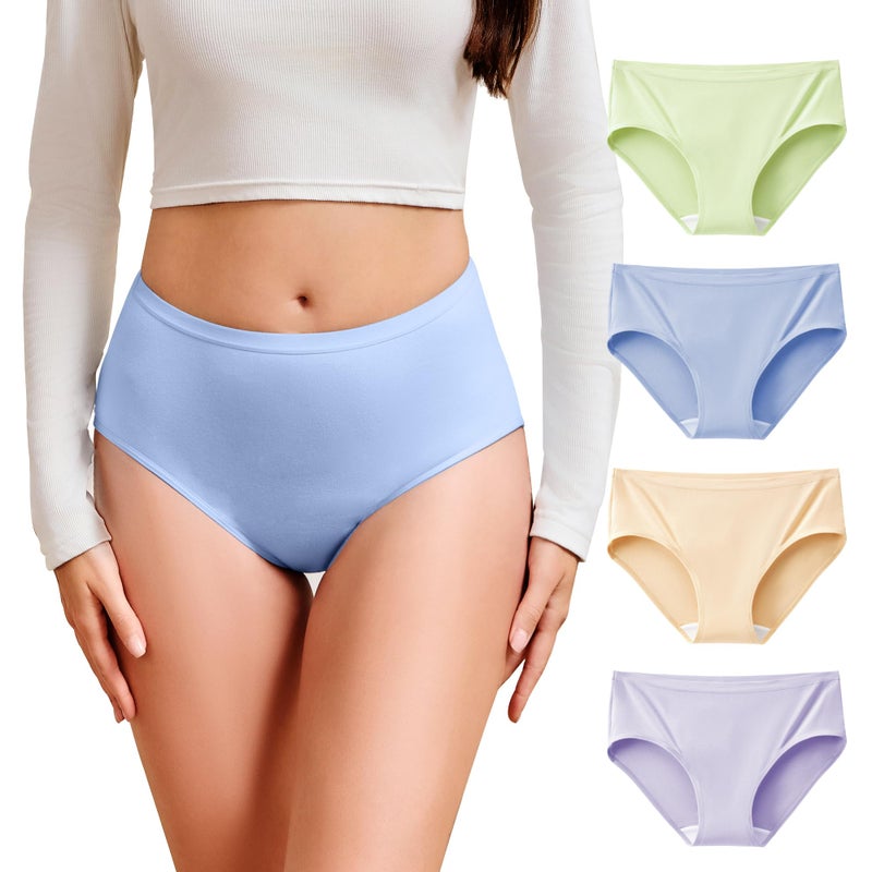 Battewa OEKO-TEX Certified Cotton Underwear for Women Anti Odor Breathable Ladies Everyday Panties Comfy Moisture Wicking Briefs 4 Packs (Multi-colors, Medium) - Image 1