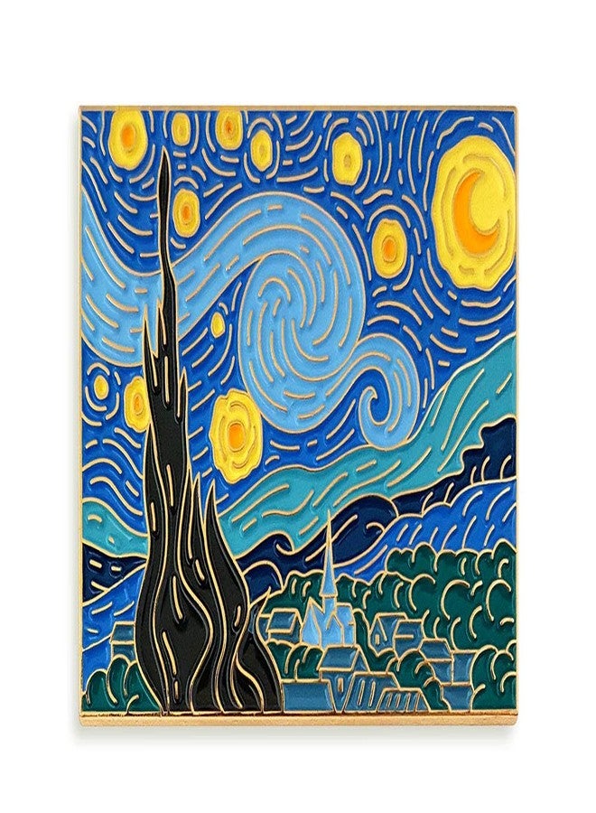 Pinsanity Van Gogh Starry Night Painting Enamel Lapel Pin,Multi,1.75 inch - Image 1