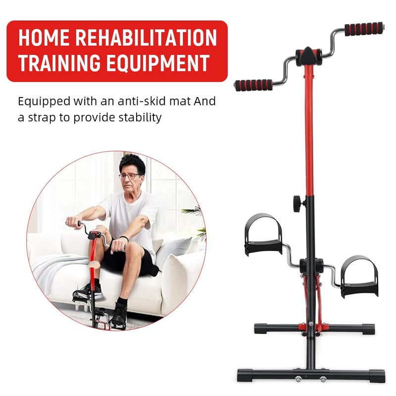 Proberos ® Pedal Exerciser For Legs And Hands, Adjustable Height & Resistance, Non-Slip Exercise Cycle For Home With Dual Hand Rockers, Leg Exercise Equipment For Elderly And All Ages,Red - Image 5