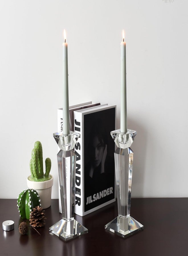 Kitcom Crystal Candle Stick Holders for Home Decor Accessories 2-Pack, Clear Crystal Taper Candles Holder Table Centerpieces for Party and Wedding Decoration (9inch Tall) - Image 2