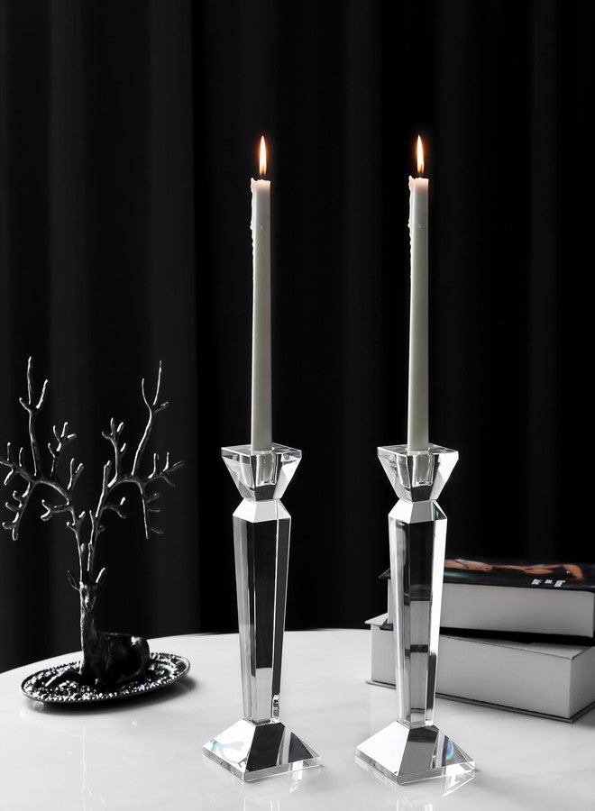 Kitcom Crystal Candle Stick Holders for Home Decor Accessories 2-Pack, Clear Crystal Taper Candles Holder Table Centerpieces for Party and Wedding Decoration (9inch Tall) - Image 4