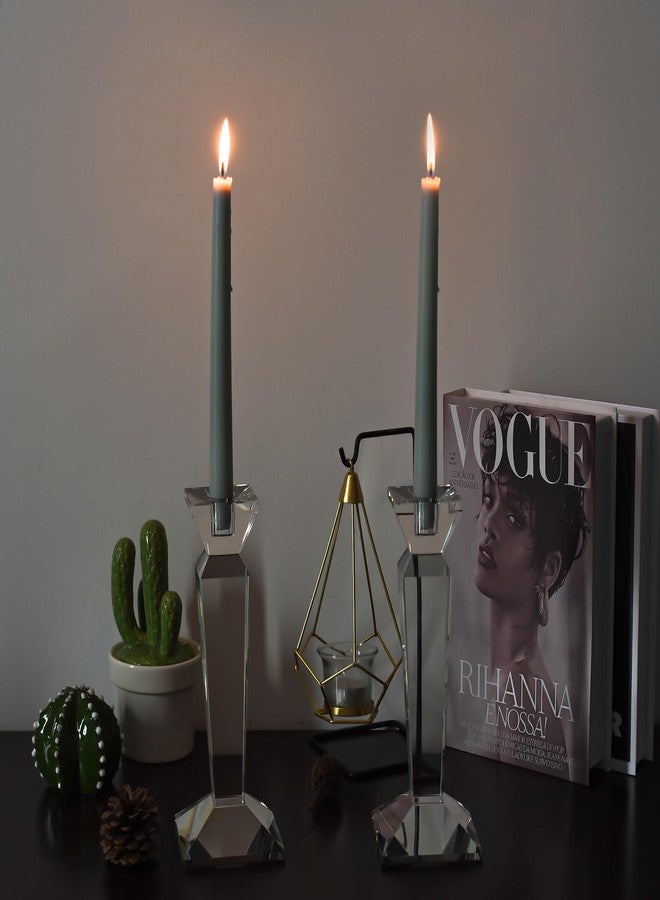 Kitcom Crystal Candle Stick Holders for Home Decor Accessories 2-Pack, Clear Crystal Taper Candles Holder Table Centerpieces for Party and Wedding Decoration (9inch Tall) - Image 3