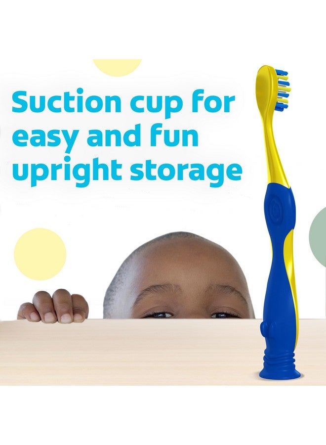 كولجيت فرشاة أسنان كولجيت بلوي فائقة النعومة للأطفال، مجموعة فرشاة أسنان للأطفال مع حامل فرشاة أسنان مدمج، مصممة للأطفال من سن 2 وما فوق، شعيرات فائقة النعومة، قطعتان (عبوة من قطعة واحدة) - Image 3