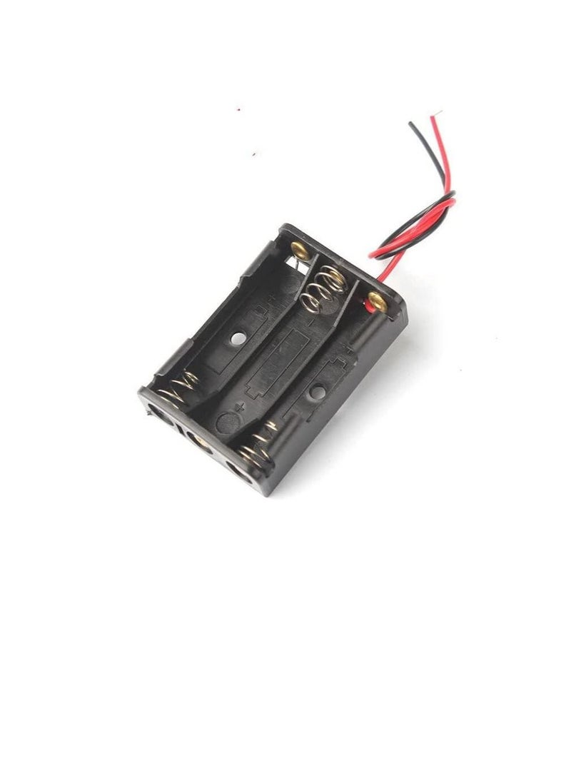 5 Pack Battery Holder Storage Box Case AA AAA Batteries Container With Wire Lead, ABS Light Weight Battery Bank Case (AAA Battery, 3 Battery Holder) - Image 1