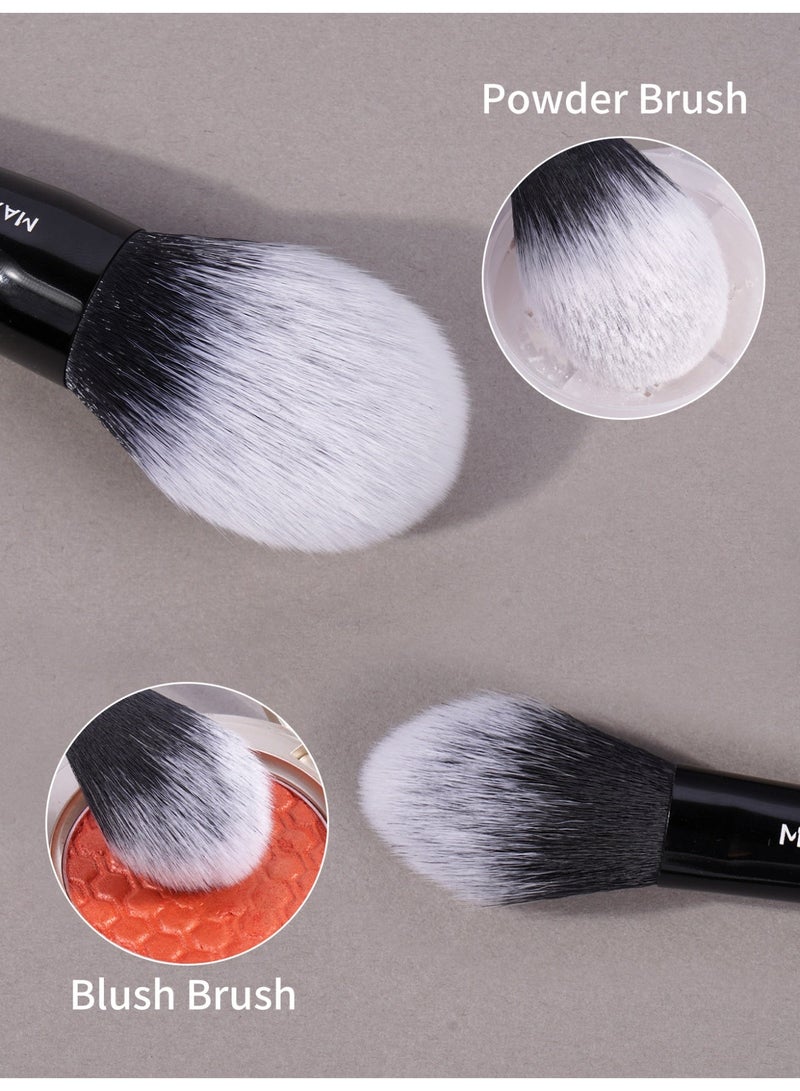 MAANGE 2Pcs Professional Makeup Brushes set,Blush Brush,Powder Brush,Angled Blush Brush Ideal For Applying Colours On Cheeks, Soft Dense Bristles,Black - Image 5