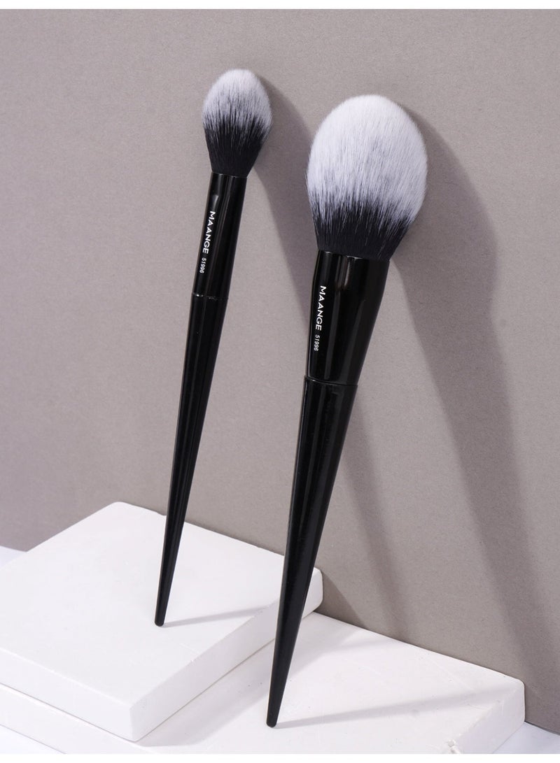 MAANGE 2Pcs Professional Makeup Brushes set,Blush Brush,Powder Brush,Angled Blush Brush Ideal For Applying Colours On Cheeks, Soft Dense Bristles,Black - Image 4