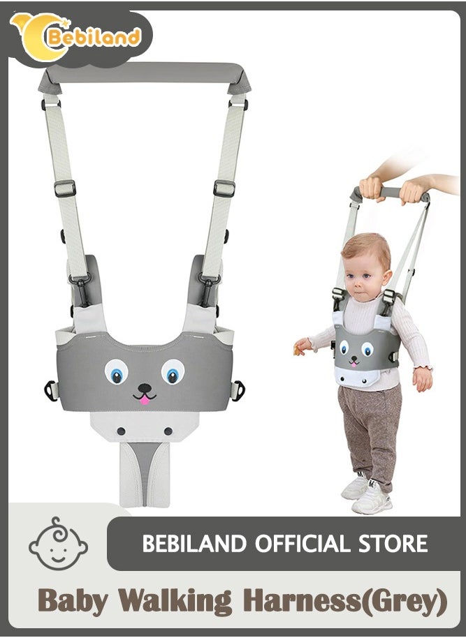 Bebiland - Baby Walking Harness, Adjustable Safe Walking Belt,  Removable, Breathable Handheld Baby Walker Toddler Walking Assistant (Grey Puppy) - Image 1