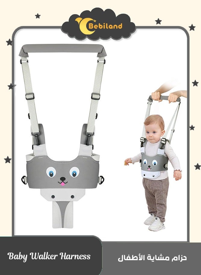 Bebiland Baby Walking Harness, Adjustable Safe Walking Belt,  Removable, Breathable Handheld Baby Walker Toddler Walking Assistant (Grey Puppy) - Image 1