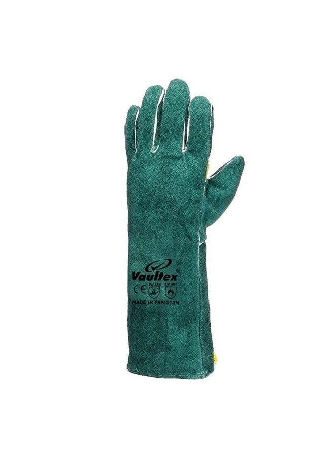 Vaultex Vaultex DPW Hockey Palm Welding gloves with Piping 16 inch, Green Colour, 12Pair/Pack  - Image 1