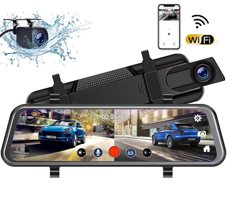 2048P DVR Dash Camera Front & Rear Dual Camera Driving Recorder with 10 Inch Touchscreen 170° Wide Angle Support Clear Night-Vision Parking Monitor Motion Detection Collision Locking Loop Recording - Image 1