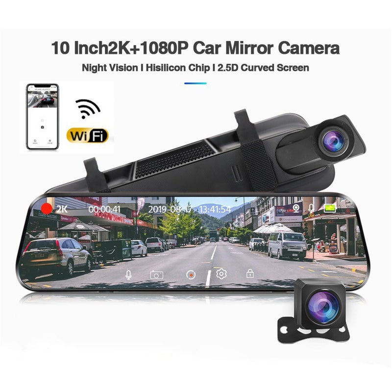 2048P DVR Dash Camera Front & Rear Dual Camera Driving Recorder with 10 Inch Touchscreen 170° Wide Angle Support Clear Night-Vision Parking Monitor Motion Detection Collision Locking Loop Recording - Image 5