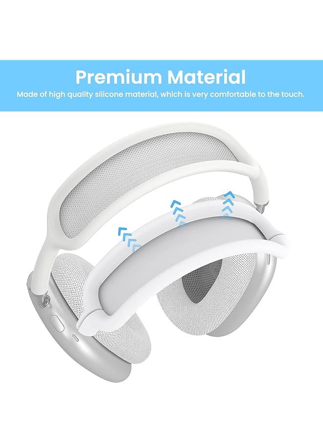 erorex - Silicone Case Cover Compatible With Airpods Max Clear Soft Tpu Ear Cups Cover Ear Pad Case Cover Headband Cover Silicone Protector Protective Sleeve Compatible With Airpods Max White - Image 1