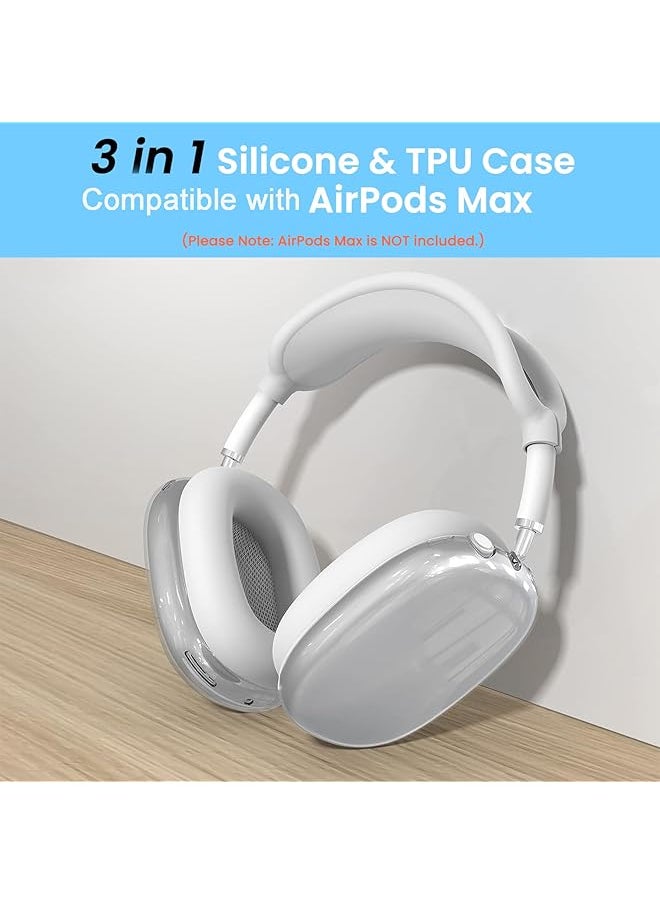 erorex - Silicone Case Cover Compatible With Airpods Max Clear Soft Tpu Ear Cups Cover Ear Pad Case Cover Headband Cover Silicone Protector Protective Sleeve Compatible With Airpods Max White - Image 1