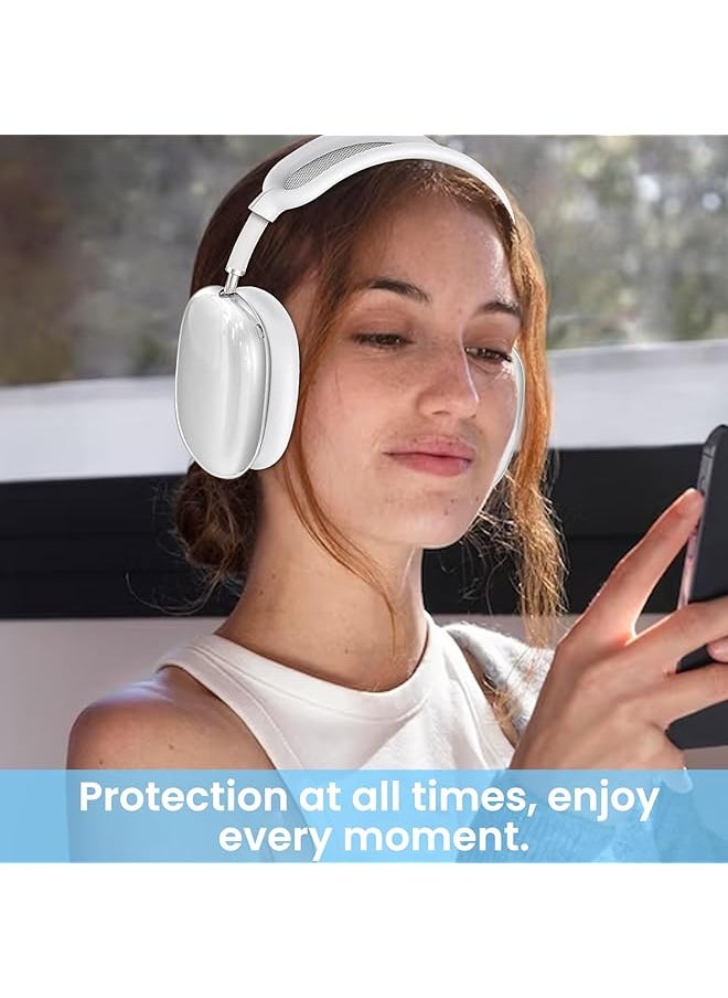 erorex - Silicone Case Cover Compatible With Airpods Max Clear Soft Tpu Ear Cups Cover Ear Pad Case Cover Headband Cover Silicone Protector Protective Sleeve Compatible With Airpods Max White - Image 1