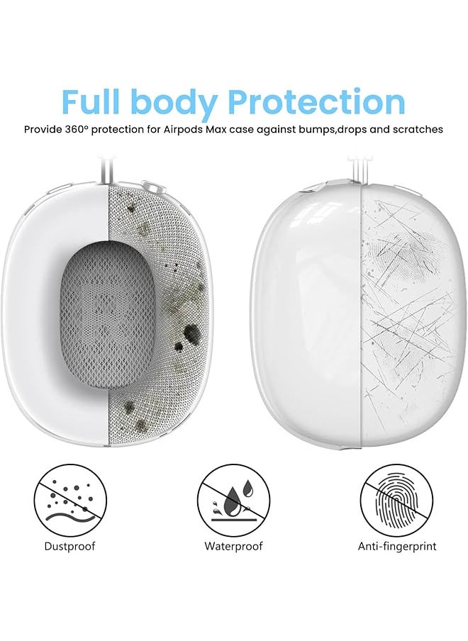 erorex - Silicone Case Cover Compatible With Airpods Max Clear Soft Tpu Ear Cups Cover Ear Pad Case Cover Headband Cover Silicone Protector Protective Sleeve Compatible With Airpods Max White - Image 1