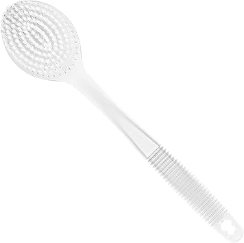 Manicare White Plastic Bath Brush Exfoliating Long Handled Spa Shower Brush Non Slip Handle Back Washer Good For Circulation Cellulite And Dry Skin Dry Brushing Back And Body Scrubber - Image 2
