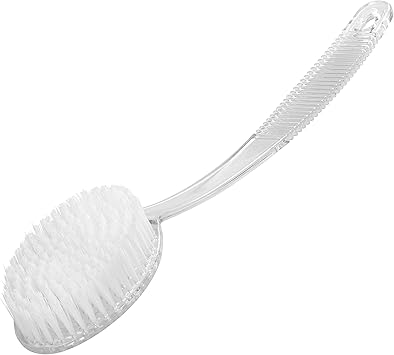 Manicare White Plastic Bath Brush Exfoliating Long Handled Spa Shower Brush Non Slip Handle Back Washer Good For Circulation Cellulite And Dry Skin Dry Brushing Back And Body Scrubber - Image 3